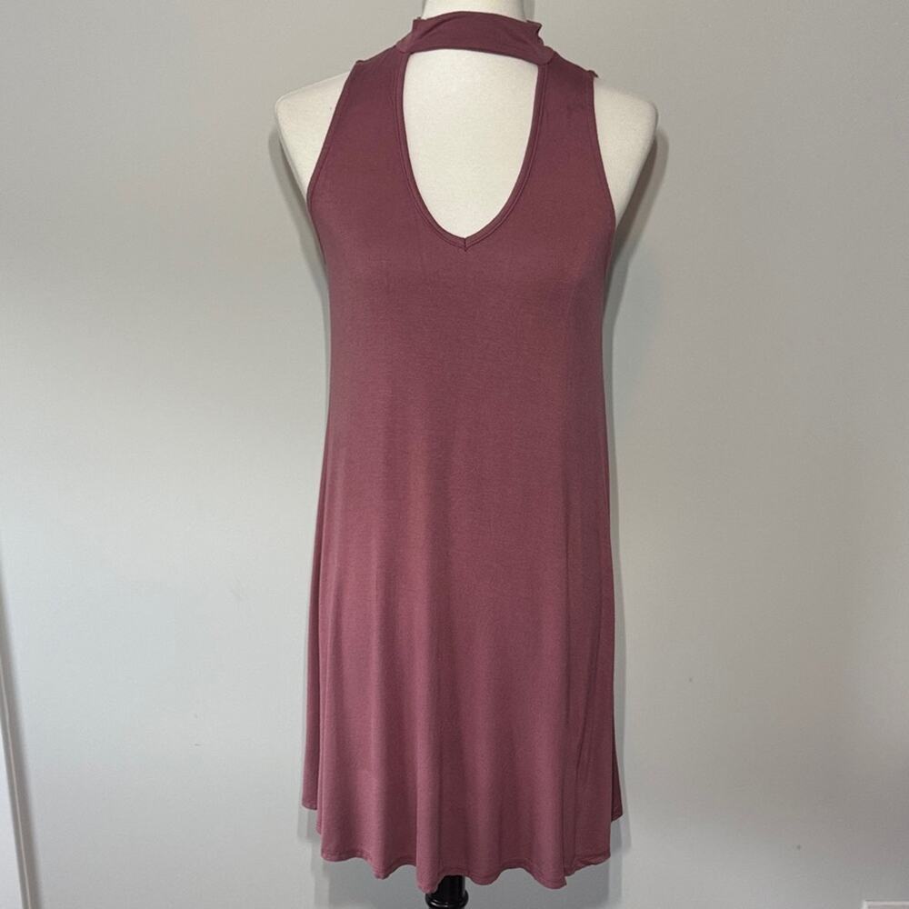 Alya Sleeveless Keyhole Tank Mauve Knit Dress Women's Medium